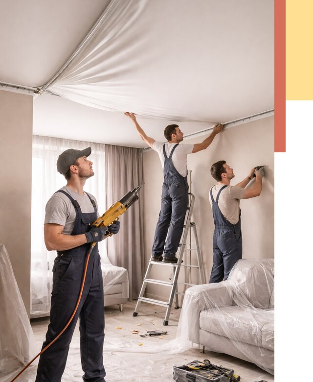 Установка натяжного потолка в Костроме от 4594 руб. | Быстро и недорого — ОТДЕЛОЧНИК-Кст