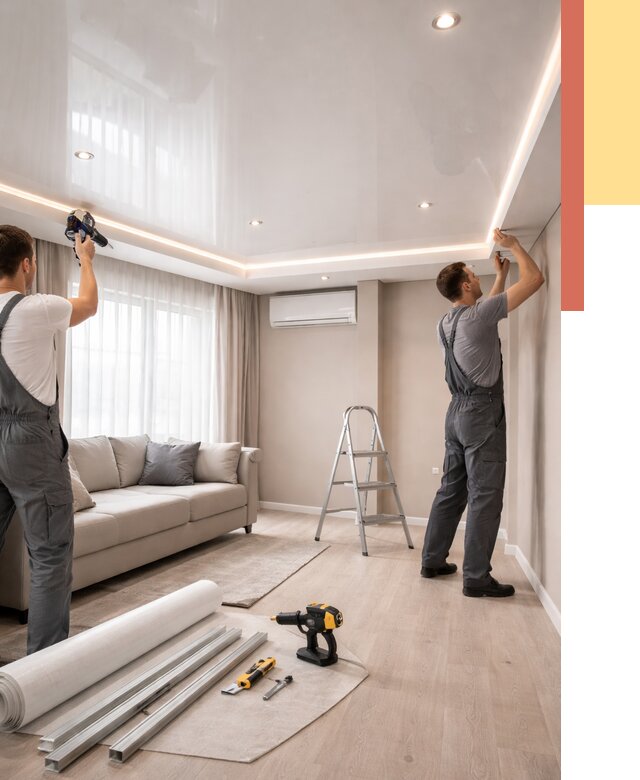 Монтаж глянцевого натяжного потолка в Костроме от 766 руб. под ключ | ОТДЕЛОЧНИК-Кст