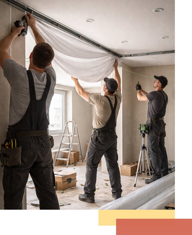 Монтаж парящего натяжного потолка под ключ в Костроме