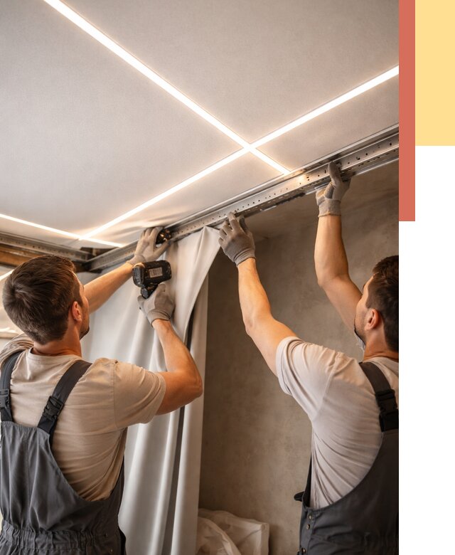 Монтаж натяжного потолка со световыми линиями в Костроме от 1225 руб. | ОТДЕЛОЧНИК-Кст