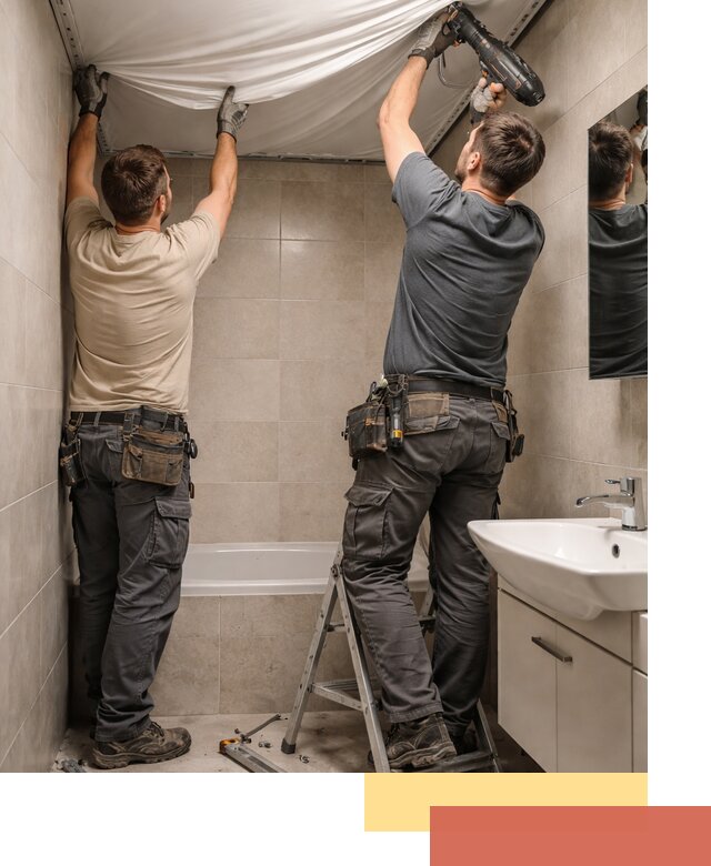 Монтаж натяжного потолка в ванной в Костроме быстро и качественно