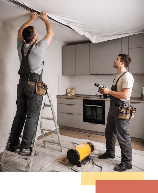 Монтаж натяжного потолка на кухне в Костроме