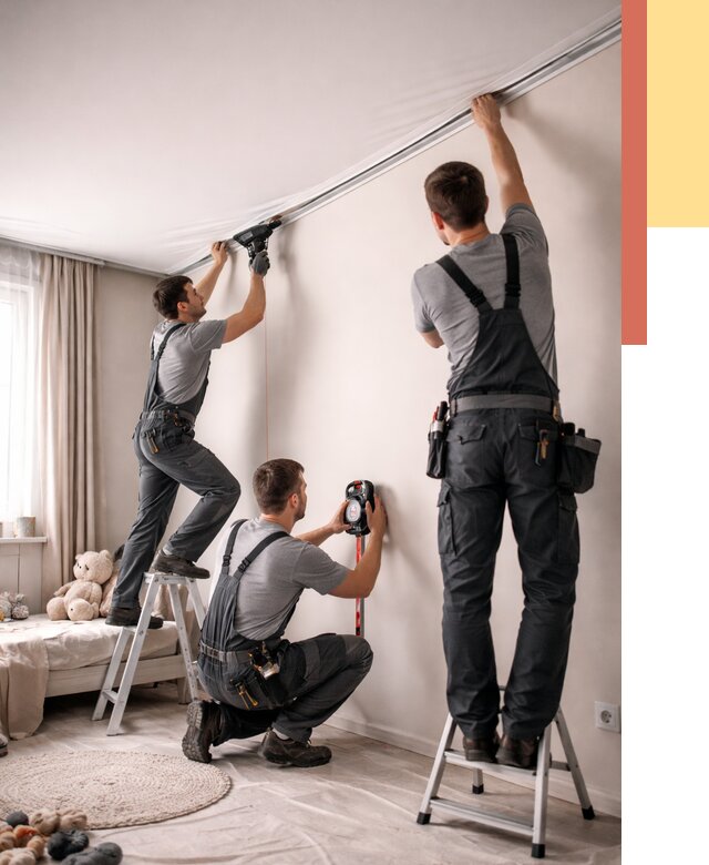 Монтаж натяжного потолка в детской в Костроме от 3573 руб. — быстро и недорого | ОТДЕЛОЧНИК-Кст