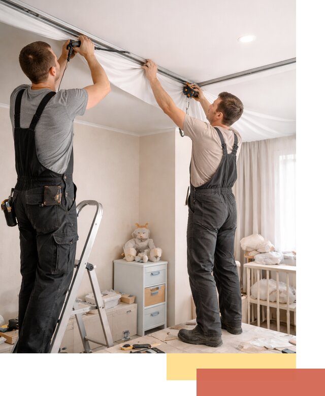 Монтаж натяжного потолка в детской комнате в Костроме