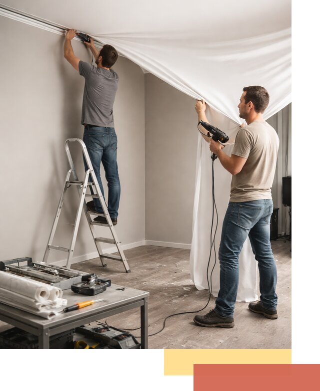 Монтаж натяжного потолка в студии в Костроме