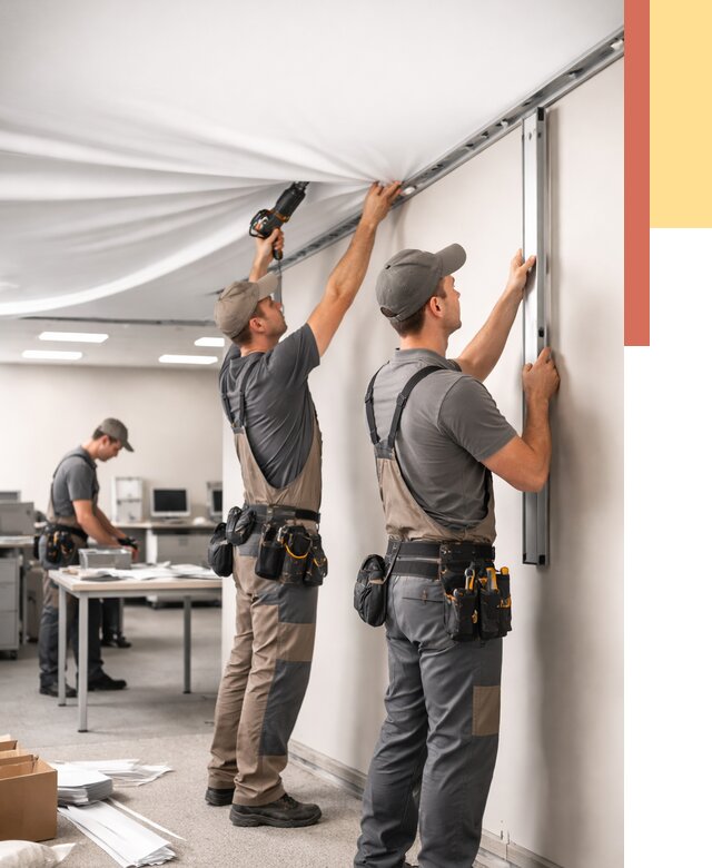 Монтаж натяжного потолка в офисе в Костроме от 459 руб/м² — быстро и недорого | ОТДЕЛОЧНИК-Кст