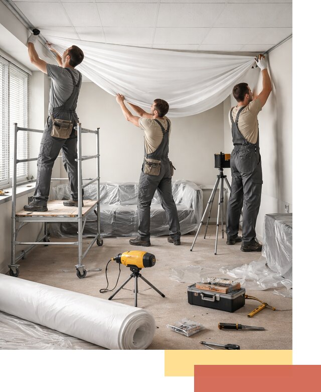 Монтаж натяжного потолка в офисе в Костроме