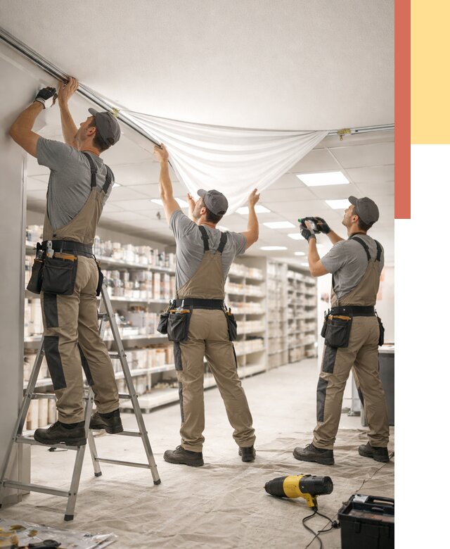 Монтаж натяжного потолка в магазине в Костроме от 4594 руб. быстро и недорого | ОТДЕЛОЧНИК-Кст