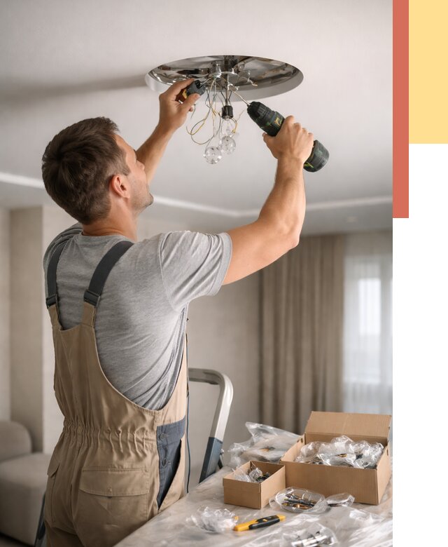 Установка люстры в натяжной потолок в Костроме от 1225 руб. | Быстро и недорого — ОТДЕЛОЧНИК-Кст