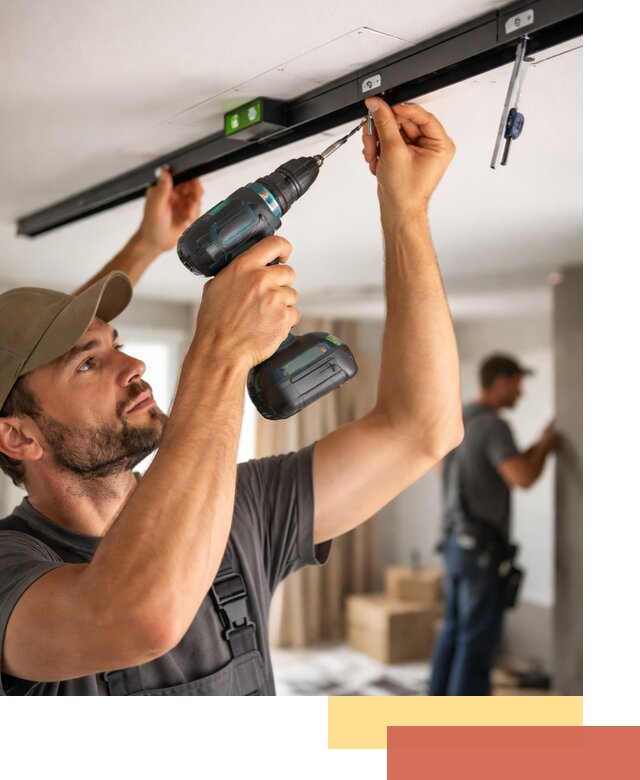 Установка трековых светильников в натяжной потолок в Костроме