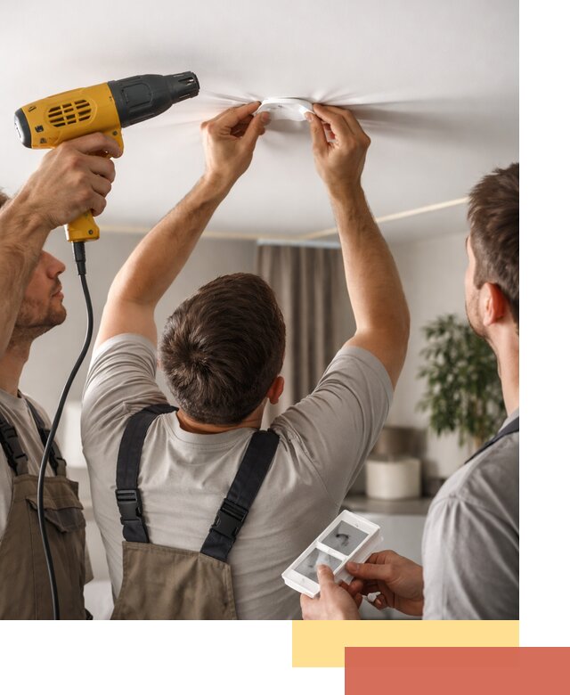 Ремонт прокола полотна натяжного потолка в Костроме