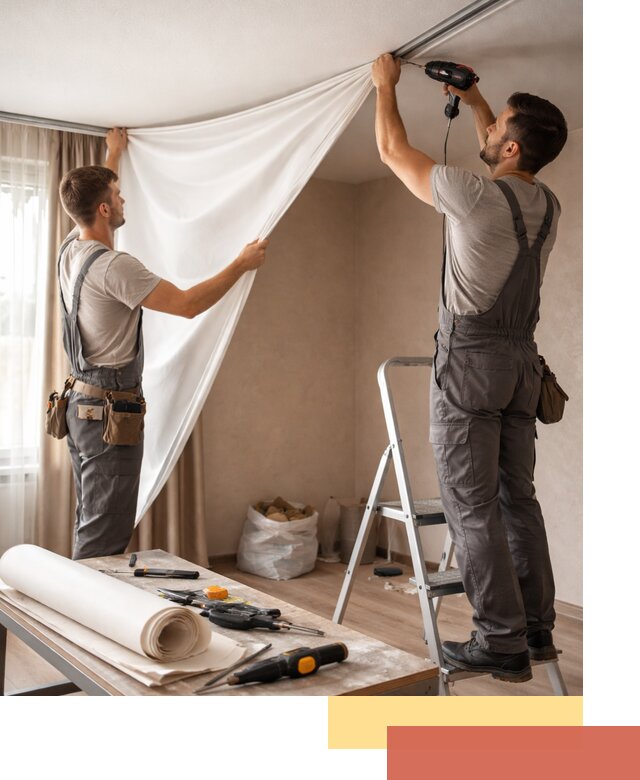 Замена полотна натяжного потолка в Костроме быстро и качественно