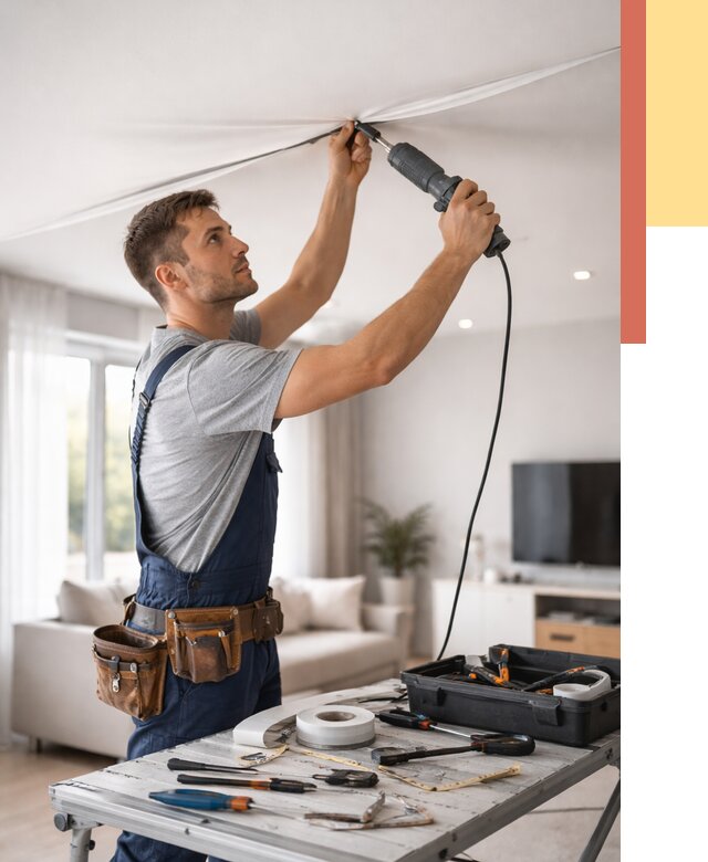 Ремонт натяжных потолков в Костроме от 9699 руб. под ключ — ОТДЕЛОЧНИК-Кст