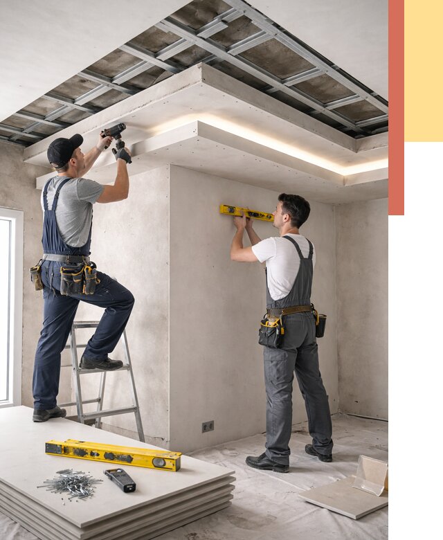 Двухуровневый потолок из гипсокартона в Костроме от 1480 руб. под ключ | ОТДЕЛОЧНИК-Кст