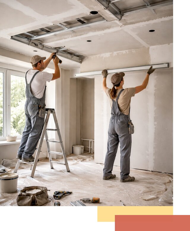 Монтаж многоуровневого потолка из гипсокартона в Костроме