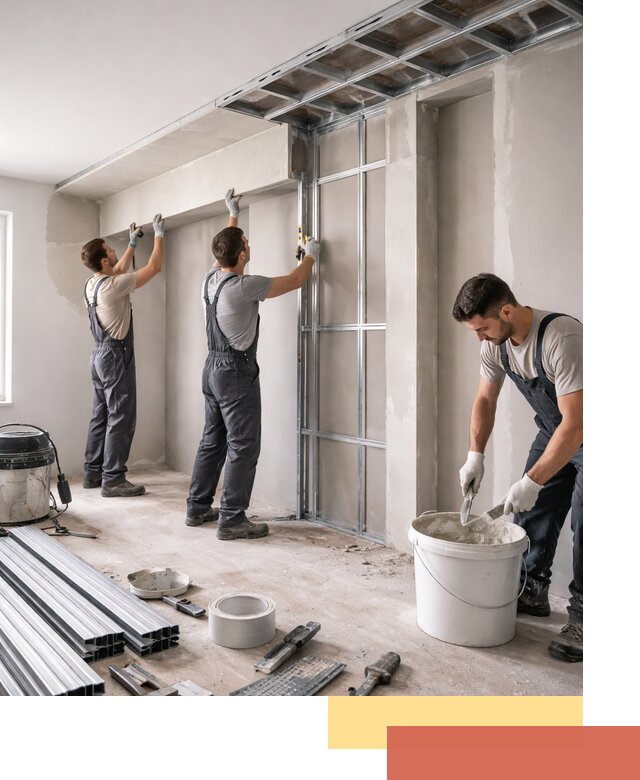 Монтаж потолка из гипсокартона с нишей в Костроме