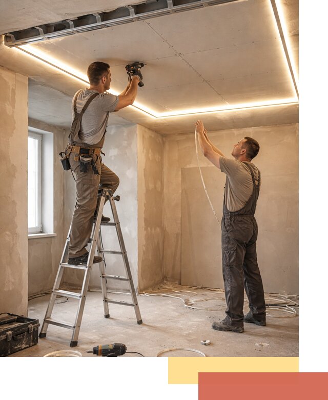 Потолок из гипсокартона с подсветкой в Костроме