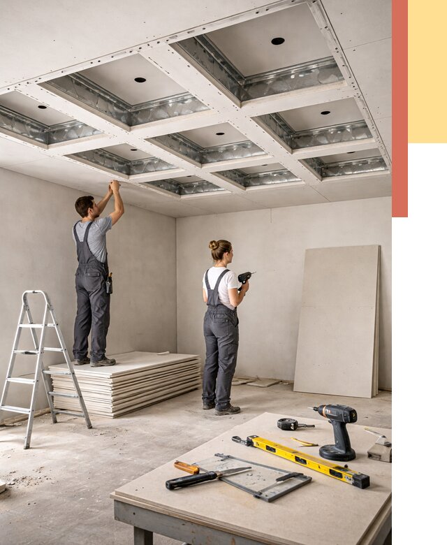 Кессонный потолок из гипсокартона в Костроме от 1889 руб. — монтаж и под ключ | ОТДЕЛОЧНИК-Кст