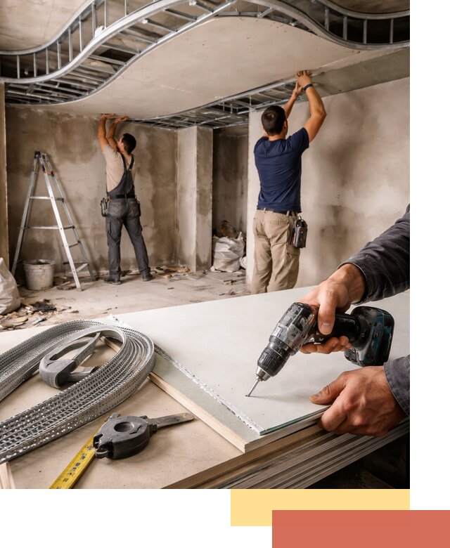 Криволинейный потолок из гипсокартона в Костроме — монтаж и отделка