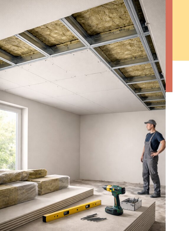 Звукоизоляция потолка ГКЛ в Костроме от 970 руб. — монтаж под ключ | ОТДЕЛОЧНИК-Кст