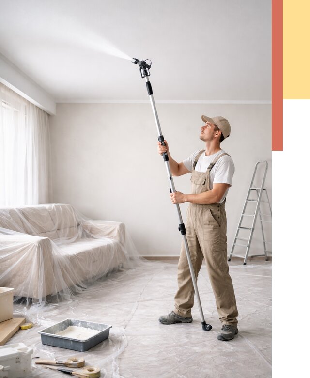 Покраска потолка краскопультом в Костроме от 4594 руб. быстро и недорого | ОТДЕЛОЧНИК-Кст