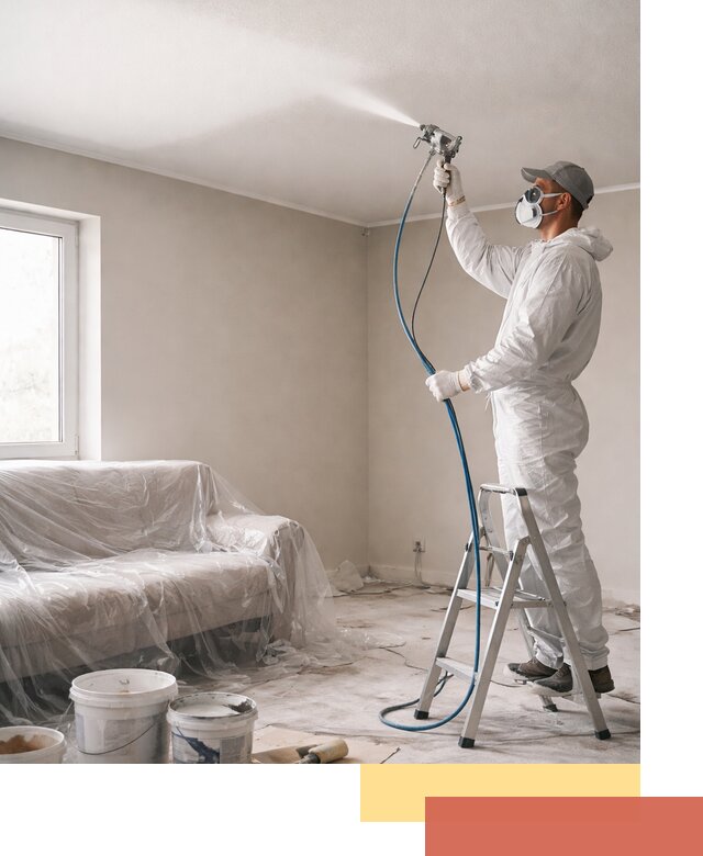 Покраска потолка краскопультом в Костроме быстро и качественно