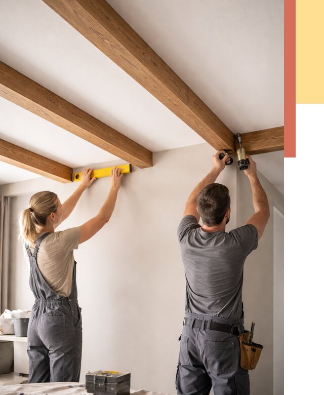 Монтаж декоративных балок на потолок в Костроме от 4288 руб. — ОТДЕЛОЧНИК-Кст